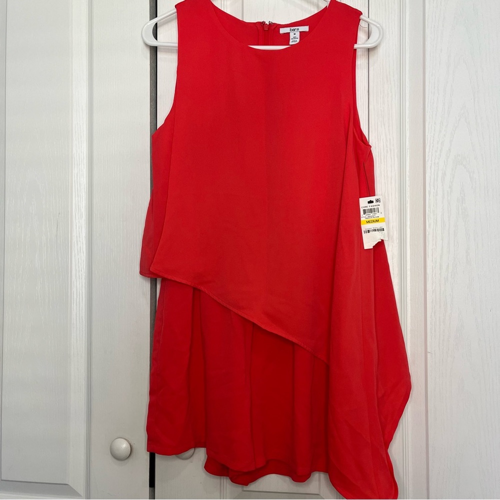Red Sleeveless Layered Short Jumpsuit - Picture 1 of 5